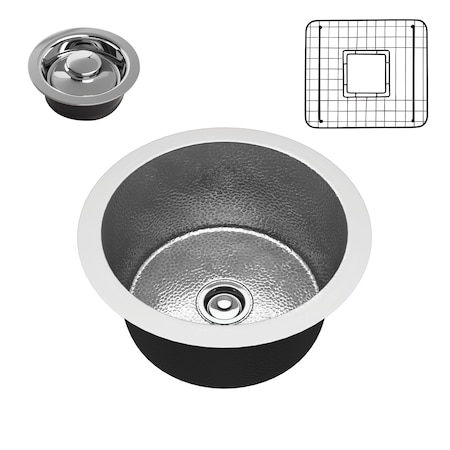 Anzzi Rumelia Drop-in Handmade 17" Kitchen Sink in Hammered Nickel SK-024